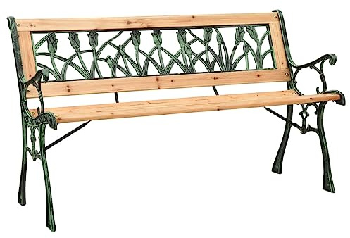 Frdhee Bänke Parkbank Wetterfest, Gartenbank 122 cm Gusseisen und Massivholz Tanne für Garten Terrasse Balkon