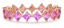 Rosegold Ring Damen 585 Echtgold, Verlobungsring Farbenfroher Rosa Saphir 1.4 Karat Echter Schmuck 14K Gold Größe 54 (17.2)