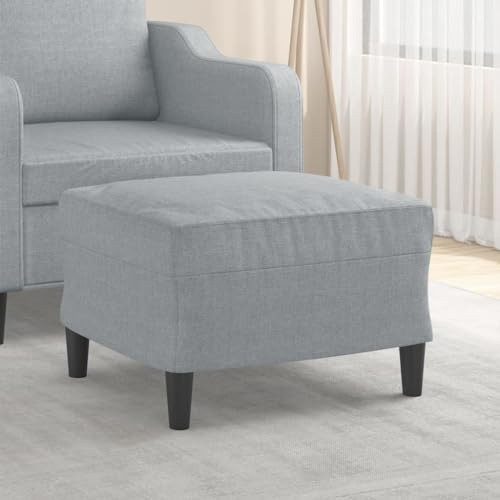 Hoopleep Repose-pieds, gris clair, 60 x 50 x 41 cm, en tissu, confortable, avec cadre en contreplaqué robuste, polyvalent comme siège ou repose-pieds dans le salon et la chambre à coucher