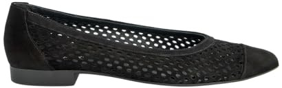 Paul Green Damen - Ballerina 1215-019 in schwarz gelocht/geflochten