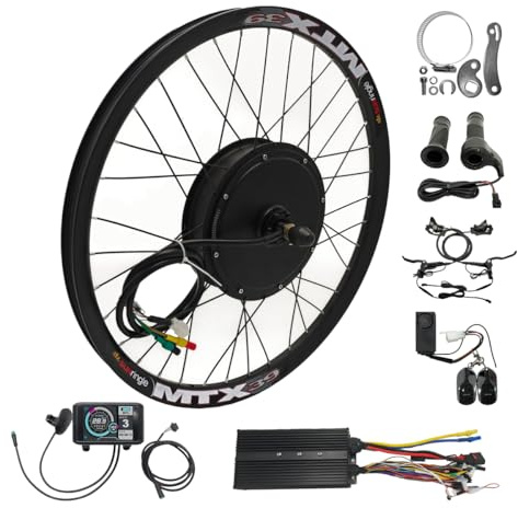 CHAOZHU 5000 Kit De Conversion Pour VéLo éLectrique, Roue ArrièRe 72 V 5OOOW, Mtx39 24-29 Pouces Avec ContrôLeur 100 A, Patte De DéRailleur De 155mm (Kit de roue arrière 48-72 V, 5 000 W, 27.5 pouces)