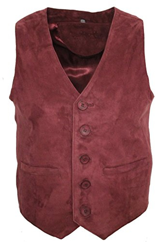 Infinity Les Hommes Daim Chèvre Bourgogne Gilet Cuir Smart Classique S