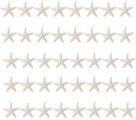 LJY Warm White Resin Starfish, 40 Pack, 3 cm Coastal Craft Decor | Raised surface details create a repeated sea-life form for dry decorative arrangements