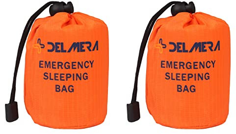 Delmera notüberlebens schlafsack, leichte wasserdichte thermal notdecken, biwaksack 1 orange- 2 packungen