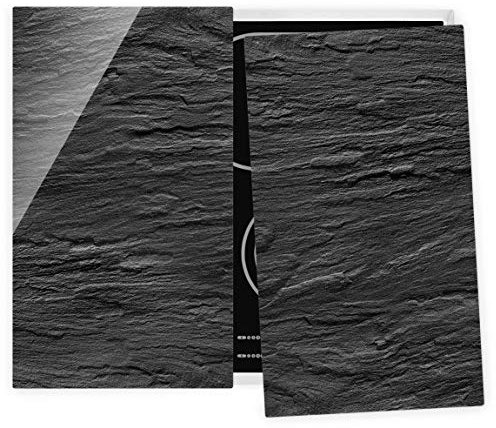 Herd-Abdeckplatte Glas universal 2-teilig Sicherheitsglas Schiefer 52 x 60 cm