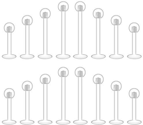 Mayhoop 16 Stk Bioflex Lippenpiercing Labret Monroe Stecker Lippenring Tragus Helix Ohrring Piercing Ohrring 1.2mm 6mm 8mm 10mm 12mm