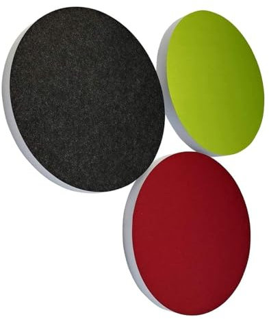 platino24 Akustikpaneele 3 Elemente Colore Kreis Ø 55 cm Set aus 3 Farben I Schallabsorber aus Basotect G+ mit Akustikfilz I Schalldämmung Wand & Decke I Akustikelemente Wandpaneel