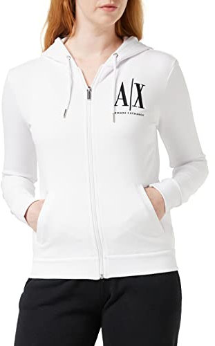 Armani Exchange Damen Icon Project Hoodie Kapuzenpullover, Weiß, S