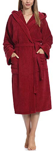 Ladeheid Damen Frottee Bademantel aus 100% Baumwolle LA40-193 (Weinrot-27 (Gramatur 400), M)