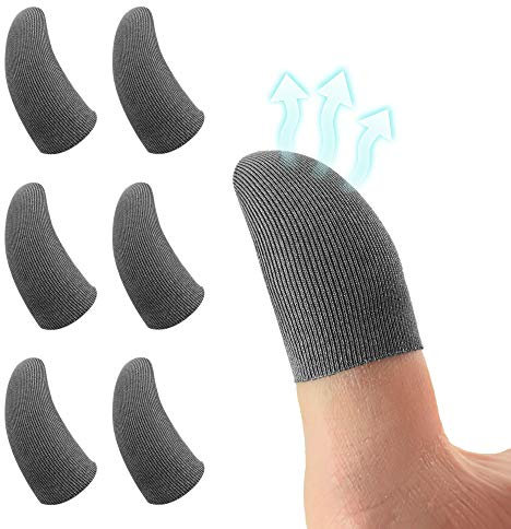 DLseego PUBG Mobile Game Controller Finger Sleeve Sets [6 Pack], Glattes Dünnes Atmungsaktiv Anti-Sweat-Empfindliche Voll Touch Screen-Joystick-Finger Set für Knives Out/Rules of Survival