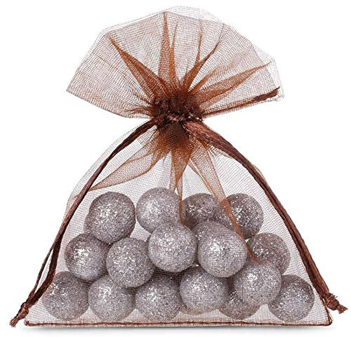 Saketos Organzasäckchen 25 Stück Geschenkbeutel Organzasäckchen bunt Schmuckbeutel Verschiedene Größen mit Kordel Hochzeit Geschenk Stoffsäckchen Gastgeschenke I 8 x 10 cm – Dunkelbraun