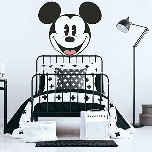 RoomMates RMK4541SLM Classic Mickey Head Peel and Stick Wandaufkleber, schwarz, weiß, pink