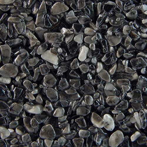 Terralith Steinteppich Marmor Komplett-Set für 1qm - Körnung: fein - 2-4mm mit Epoxidharz Bindemittel - für Innen in schwarz (contrasto tre)