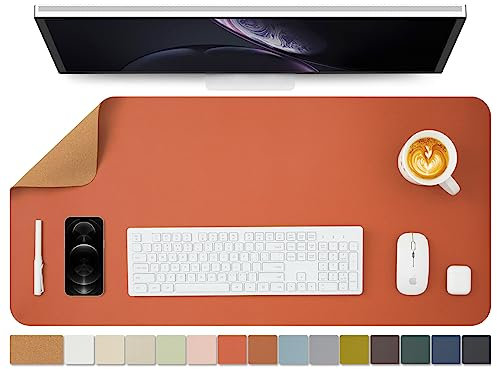 Kork Schreibtischunterlage - Doppelseitige Schreibtischauflage für Büro und Zuhause - Als große Mausunterlage und Schreibtischmatten auf Schreibtischen(Orange、90cmx43cm)