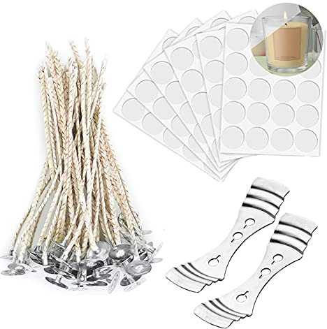 KOOLPUG Kerzendocht, Kerzendochte für Kerzen, 120 Stück Dochte für Kerzen, Kerzendocht Set, Dochte für Kerzen mit 2 Kerzendocht Halter, Kerzendochte Soja(10cm)