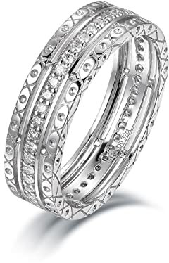 Skcess Eheringe Gold 585 Vintage Ringe 14 Karat Roségold, Ringe Mädchen Roségold Reihe Bohren Diamant Verlobungsringe Größe 65 (20.7)