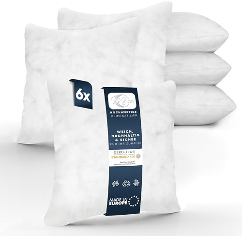 Moon 6er Pack Nonwoven Füllkissen, Innenkissen, Sofakissen ca. 50x50cm - 440g mit gekräuselter Hohlfaser (fest)