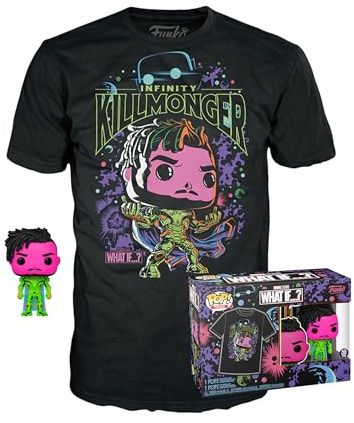 Funko Pop! & Tee: What If - Killmonger - Large - (L) - Anything Goes - T-Shirt - Clothes With Collectable Vinyl Figure - Gift Idea - Toys and Short Sleeve Top for Adults Unisex Men and Women