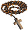 Nupuyai Tiger's Eye Crystal Stone Bead Cross Pendant Necklace for Men Women, Catholic Rosary Hand Knotted Necklace 62cm