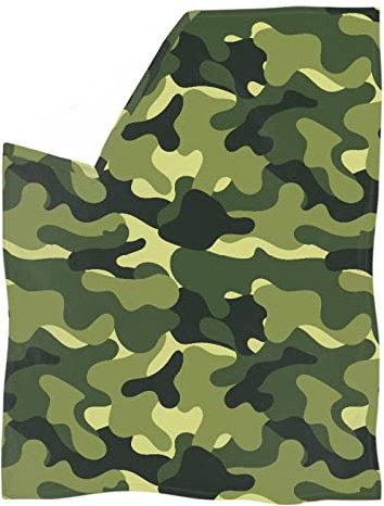 Kuiaobaty Grüne Camouflage-Decken für Schlafzimmer, Wohnzimmer, Büro, Fleecedecke, groß, flauschig, Überwurf für Sofa, Einzelbett/Doppelbett