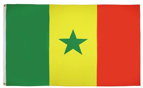 AZ FLAG – Bandera Senegal – 90 x 60 cm – Poliéster ligero – Bandera Senegalesa con ojales metálicos integrados – 40 g