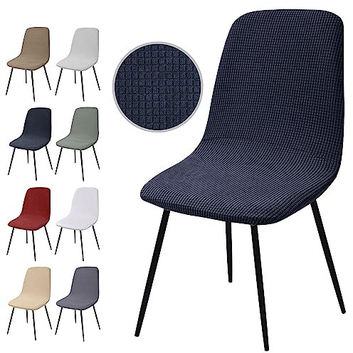 Housse de Chaise Extensible 4 pièces, Housse de Salle à Manger Amovible Lavables Couverture de Chaise en Jacquard Revêtement de Chaise pour Salle à Manger,Hôtel,Décor,Mariage(Y-Gris Foncé, 4 Pièces)