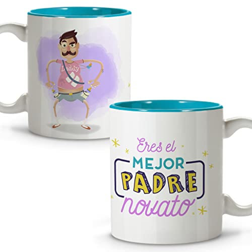 Tazas para Papá. Taza Te Quiero Papá. Tazas Desayuno Originales. Taza Cerámica 330 ml. Regalos con Frases. Papá novato
