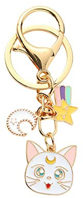 Zoomers porte-clés lune chat porte-clés kawaii sac pendentif, blanc, Taille unique