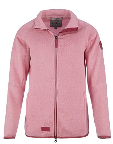 Blue Wave Damen Strickfleecejacke Helga unifarben - Fleecejacke Sweatjacke in Strickoptik mit Reißverschluss in Rose Größe 44