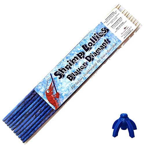 Shrimp-Lollies Blauer Diamant (10 Stück) + Halter/Garnelen Lollies Futter Mineralien Sticks Futterstangen