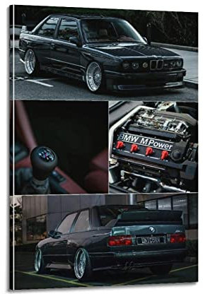 HALOUB Sportwagen-Poster für BMW E30 M3 Rennauto, dekoratives Gemälde, Leinwand, Wand- und Kunstbild, Dekoration für Familienzimmer, 60 x 90 cm