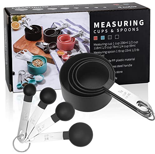 8 Pièces Ensembles de Cuillères Doseuses, Cuillères à Mesurer et Tasses à Mesurer, Cuillere Mesure et Cuillères Acier Inoxydable, pour Cuisine, Cuisson, Mesurer Ingrédients Liquides et Secs