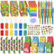 72Pcs Kindergeburtstag Mitgebsel Jungen Bausteine Party Geheimstift Zauberstift Mini Notizbuch Bauklötze Schnapparmband Schlüsselanhänger Tattoo Building Bricks Themen Regenbogen Party Geschenk