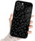 iPhone 15 Pro Max Hülle (6,7 Zoll), Süßes Leopard Muster Weiche Silikon Bumper Handyhülle für Mädchen Frauen, Ultra Dünn Flexibel Stoßfest Kamera Schutzhülle für iPhone 15 Pro Max-Schwarz