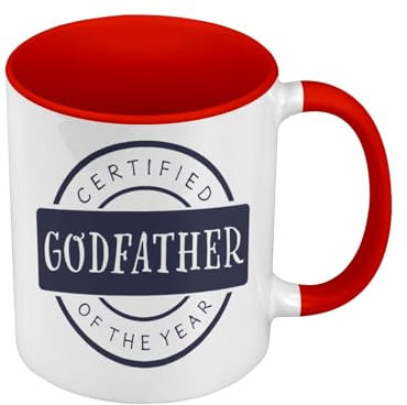 Mug de Couleur Qualité Premium Rouge - Certified Godfather of the Year Birth - Tasse avec anse et intérieur de couleur