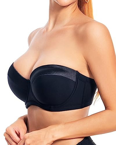 Reggiseno push-up senza spalline, spalline trasparenti per seno grande, non si muove mai sulla fascia, taglia (34-48) coppa B/C/D/DD/DDD/G