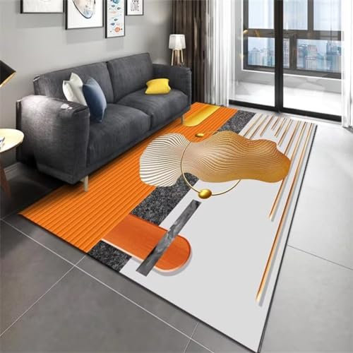 RUGMRZ Esstisch Groß Anti-Fouling und Anti-Rutsch bettumrandung orange Teppich Wohnzimmer weich Teppich ankleidezimmer esstisch groß Teppich deko Kamin 150x210CM