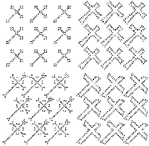 CREATCABIN 4 Blatt Kreuz-Strass-Aufnäher Aufbügeln,Glitzernde Kristalle Aufbügeln,Aufnäher,Abziehbilder,Hotfix-Applikationen,Wärmeübertragung,Glitzer Für T-Shirts,Taschen,Kleidung,Jeans,Silber,10x10cm