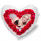 INDIGOS UG - Foto-Herzkissen mit Rosen und Herz - Kissen mit Foto individuell Bedruckt - selbst gestalten - 45x40 cm - Kissenfüllung - personalisierte Geschenk-Idee - zum Geburtstag und Valentinstag