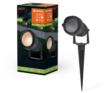 LEDVANCE ENDURA HYBRID SPOT SPIKE Außenleuchte, Hybridleuchte, 1W, 60lm, warmweiße Lichtfarbe, 3.000K Farbtemperatur, schwarz, Aluminium, IP44 & IP67 Schutzklasse, Solar- & Stromnetzbetrieb