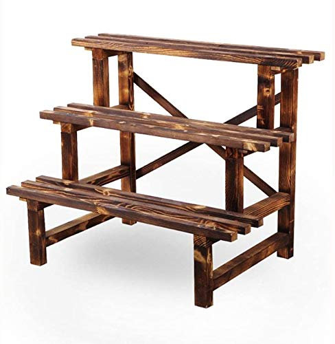 Blumen- und Kräuterhalter aus Holz, freistehend, 3 Ebenen, Stufen-Design, Pflanzenständer für drinnen und draußen, Holzregal, Pflanzenpräsentationsregal, Gartenleiter, Blumentopfhalter, Präs