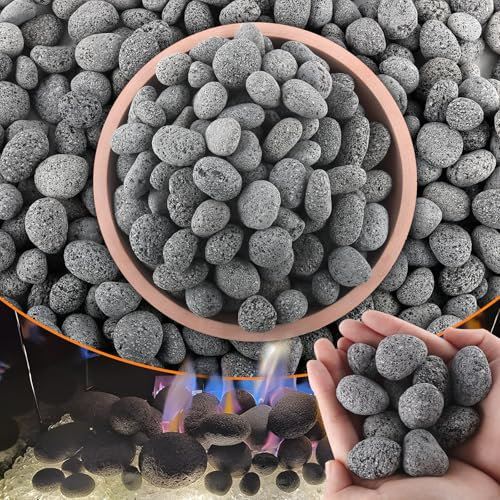 CJGQ 8,2 kg Lavasteine für Feuerstelle, 2,5 cm - 5,1 cm, natürliche Kieselsteine, Trommelsteine, runde Feuerstelle für tragbare Kamine, Propangas, Aquarien, Landschaftsbau, Gartendekoration