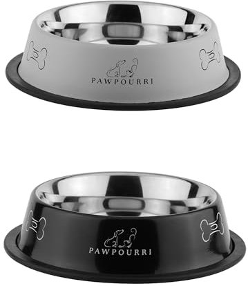 PAWPOURRI (2 Dog Bowls 750ml Each (23.6 fl oz), Stainless Steel Dog Bowls, Pet Feeding Bowls for Dog & Cat, Food and Water Bowls for Small Medium Dogs