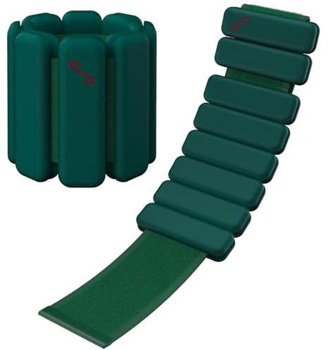 Sportneer Tragbare Gewichtsmanschetten – 2er-Set (Jeweils 0,5 kg & 1 kg) für Damen und Herren, Knöchelgewicht Set für Yoga, Tanz, Aerobic, Laufen, Gehen (Smaragdgrün)