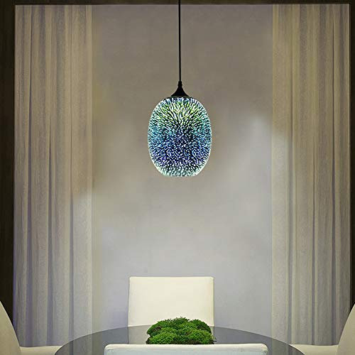 AOAPUMM Pendelleuchte Moderne farbige Glas-LED-Pendelleuchte Kreative 3D-Feuerwerk-Deckenleuchte Dekoratives Licht Höhenverstellbar Geeignet für 32.3-53.82ft².