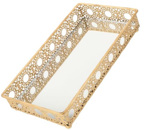 TENDYCOCO Spiegeltablett Aus Metall Im Vintage-stil Groß Dekorative Aufbewahrung Parfüm-/schmuck-organizer Kompakt Elegant
