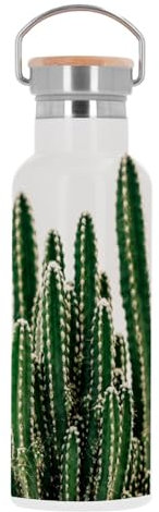 Flasche aus Edelstahl, Thermosflasche, Nahaufnahme, Kaktus, Säulenform Cereus, Validus Pflanzenleben, 500 ml