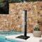 Probility Gartendusche Edelstahl 304 und gehärtetem Schwarzglas, mit Einhebelmischer, Überkopfdusche, Handbrause und WPC-Bodenplatte in Anthrazitgrau für Garten, Pool und Außenbereich