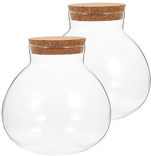 HYTROVE 2piezas Botella Ecológica De Transparente Redonda para Micropaisaje Contenedor para Plantas De Musgo Botella Decorativa para Paisajismo