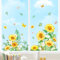 Tanlaby Fensterbilder Sonnenblume Sommer Fensteraufkleber Pflanzen Schmetterling Fenster Abziehbilder Anti-Kollision Fenstersticker Glastüren Fensterdeko Aufkleber Wohnzimmer Küche Büro